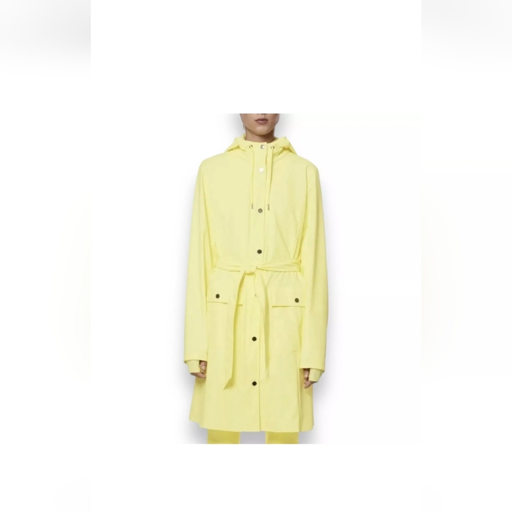NWT RAINS Jacket WMNS M Hooded Trench Coat Curve Pockets